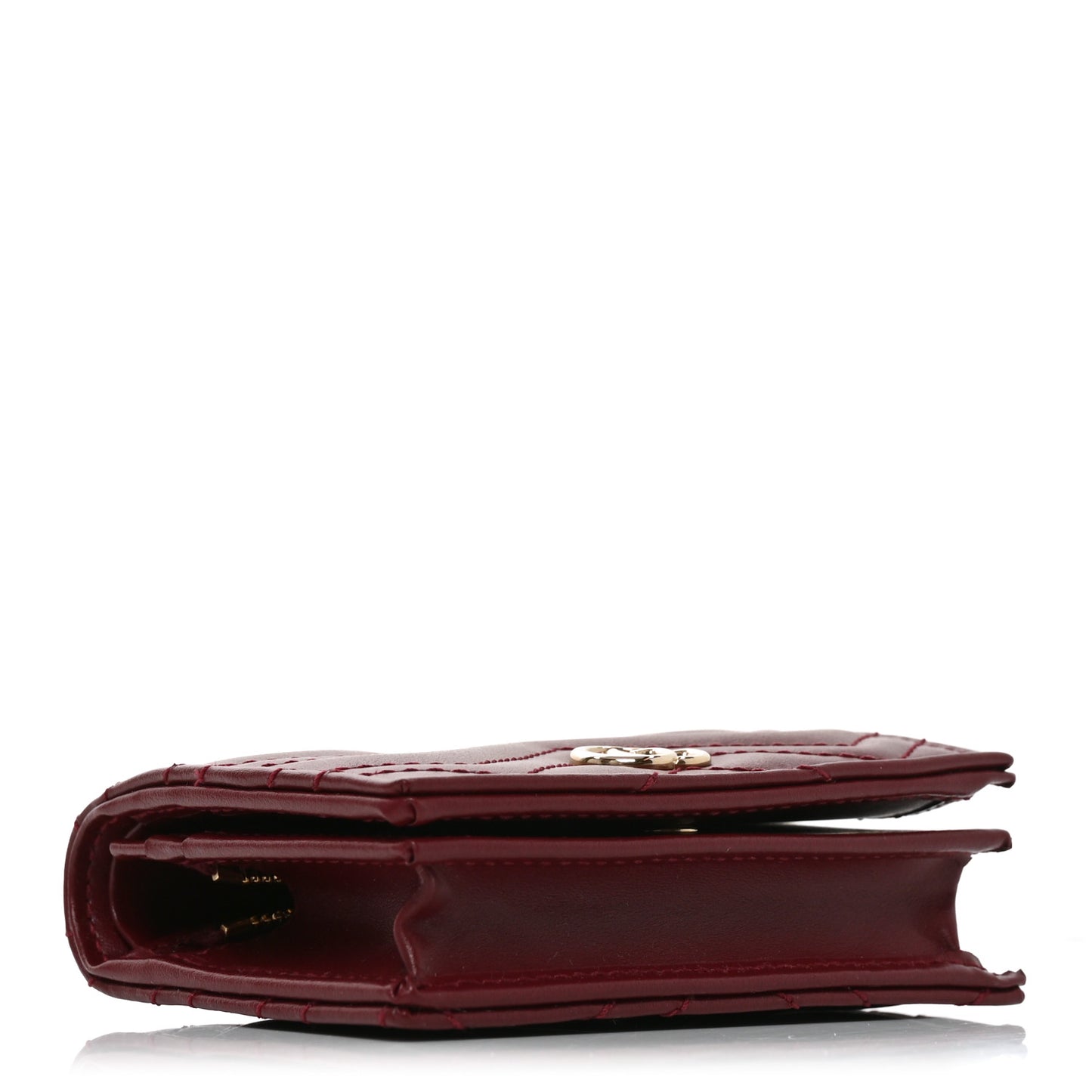 Calfskin Matelasse GG Marmont Card Case Wallet Rosso Ancora