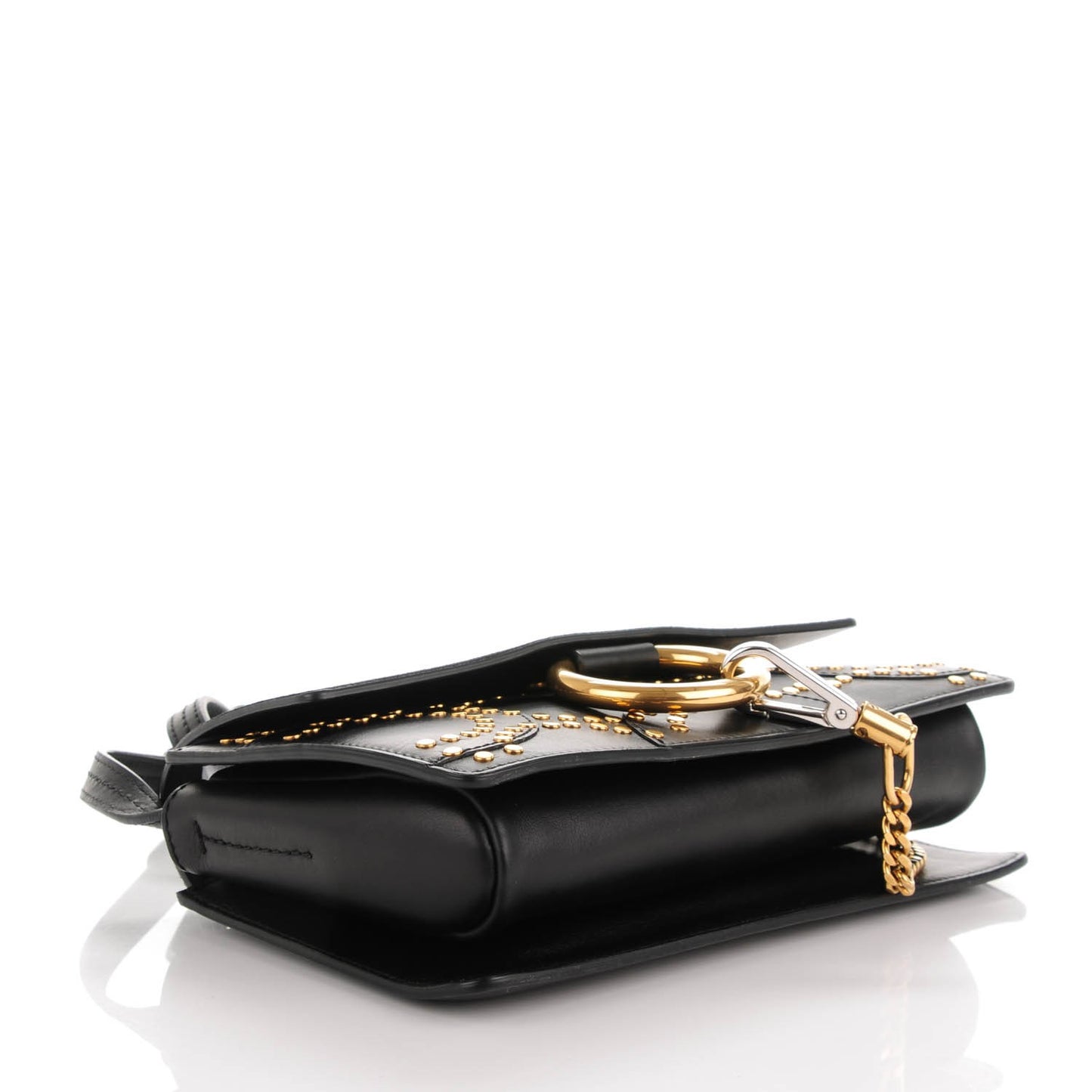 Suede Calfskin Studded Small Faye Shoulder Bag Black
