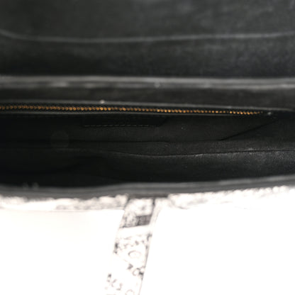 Christian Dior Calfskin Plan De Paris Printed Saddle Bag With Strap White Black 5 of 11