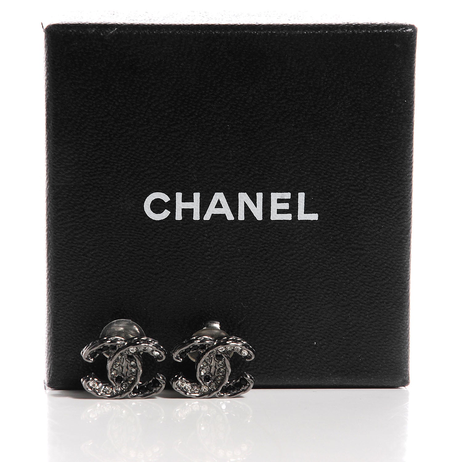 Chanel Ruthenium Crystal CC Clip On Earrings 4 of 6