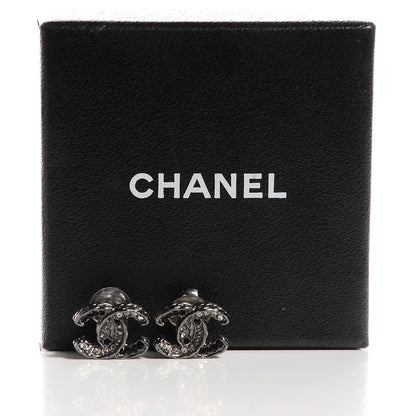 Chanel Ruthenium Crystal CC Clip On Earrings 4 of 6