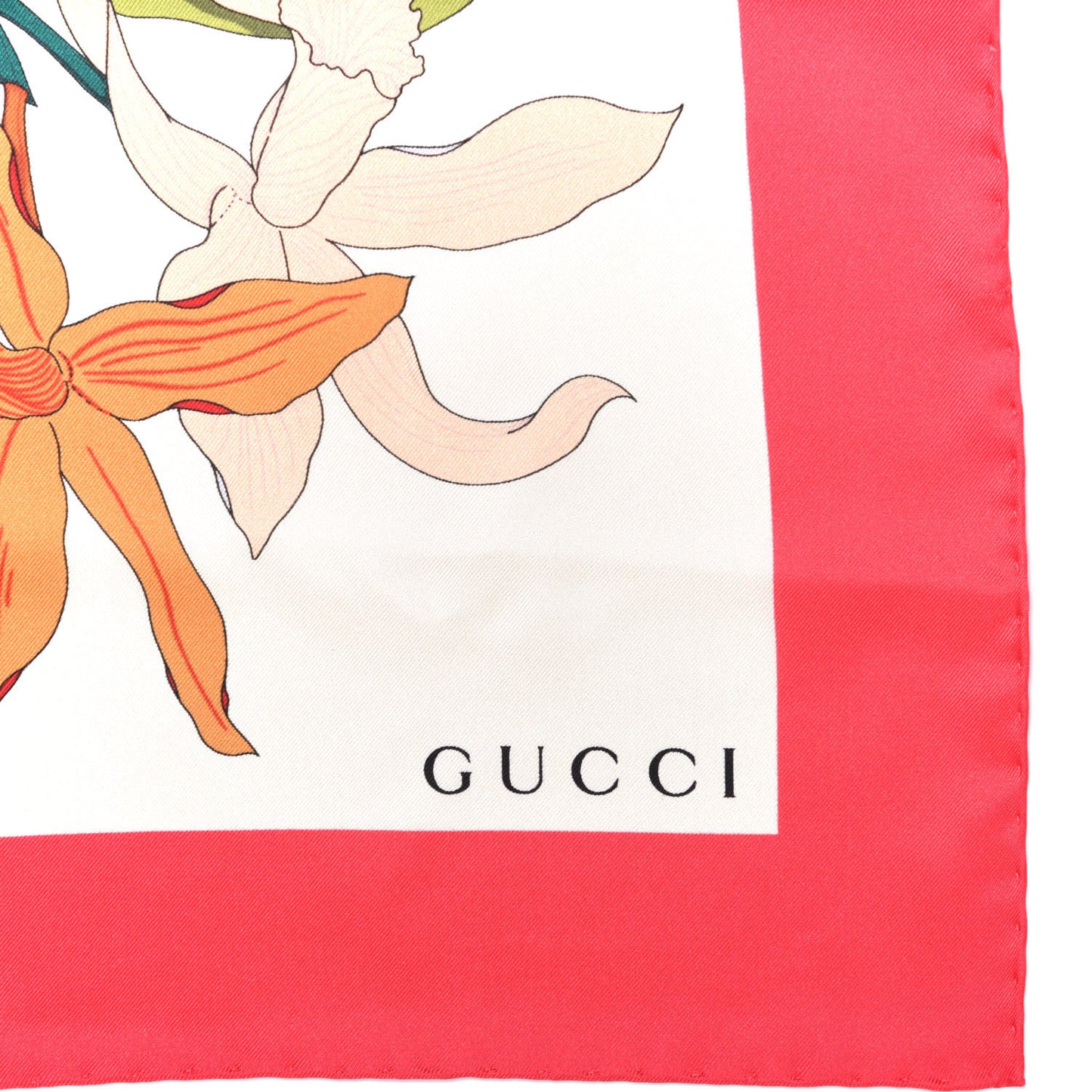 Silk Flora Gothic Square Scarf Ivory Red