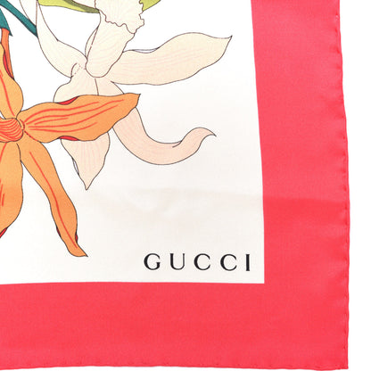 Gucci Silk Flora Gothic Square Scarf Ivory Red 3 of 5