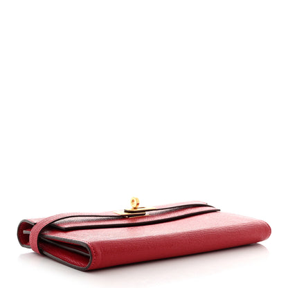 Hermes Chevre Mysore Kelly Longue Wallet Rouge Casaque 4 of 10