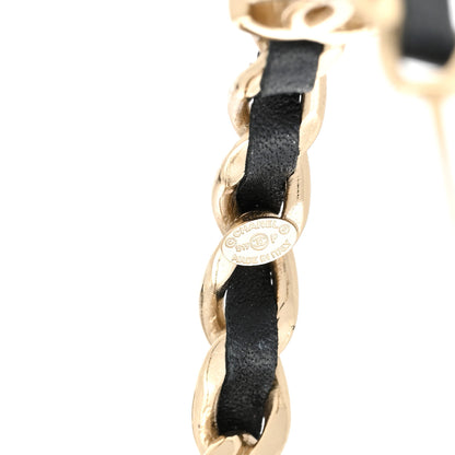 Chanel Lambskin CC Turnlock Chain Hoop Earrings Gold Black 4 of 4