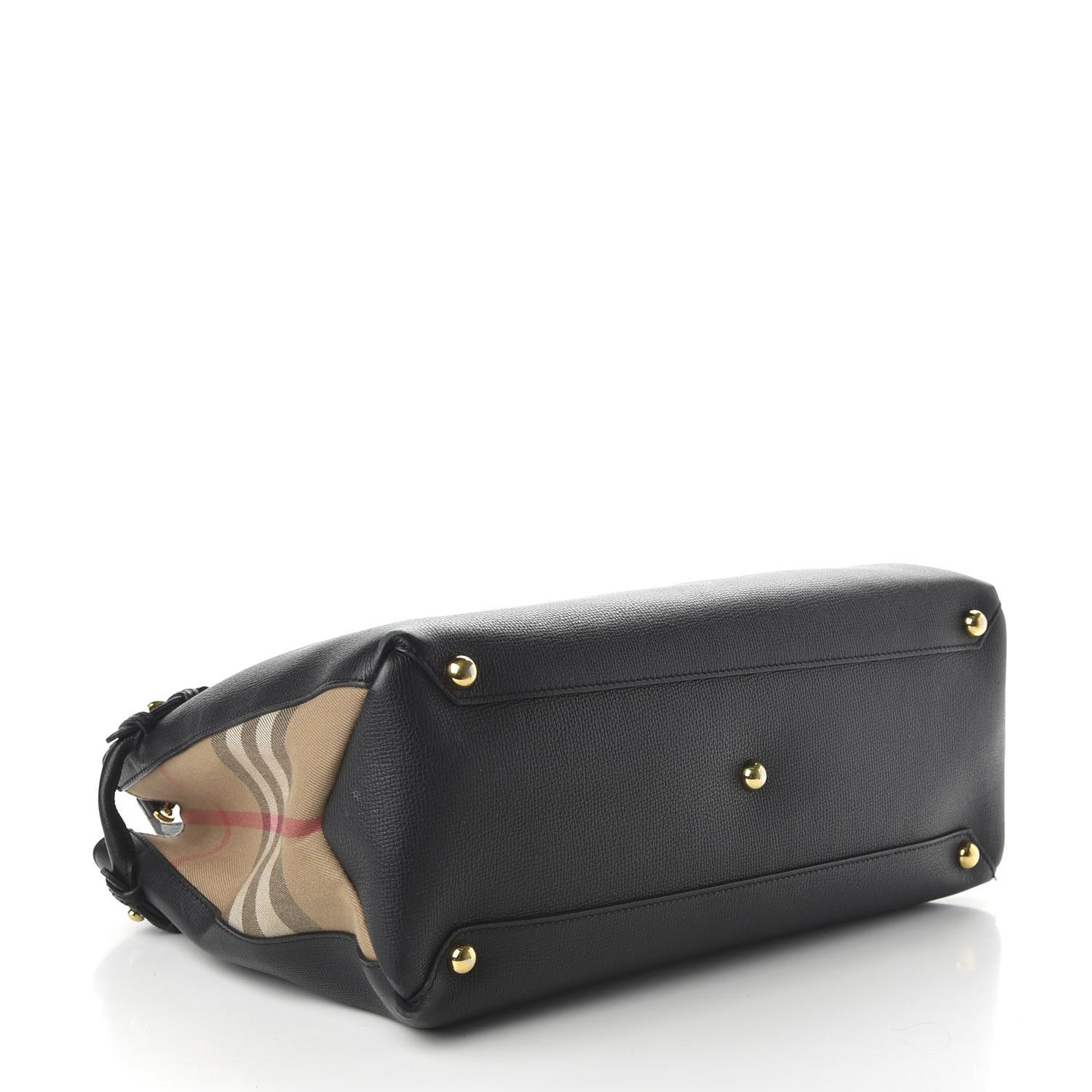 Grainy Calfskin House Check Large Banner Tote Black
