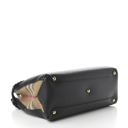 Burberry Grainy Calfskin House Check Large Banner Tote Black 4 of 9