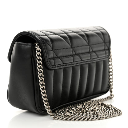 Gucci Calfskin Matelasse Aria Super Mini GG Marmont Shoulder Bag Black 3 of 13