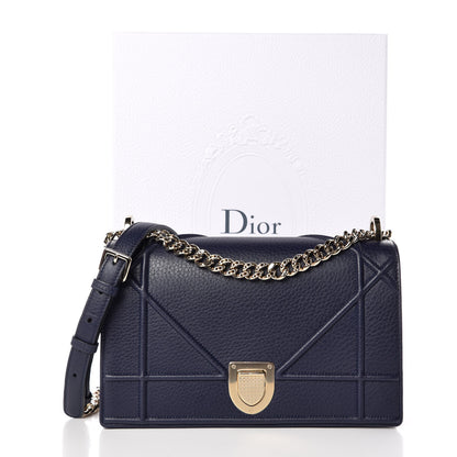 Christian Dior Grained Calfskin Medium Diorama Flap Bag Blue 10 of 10