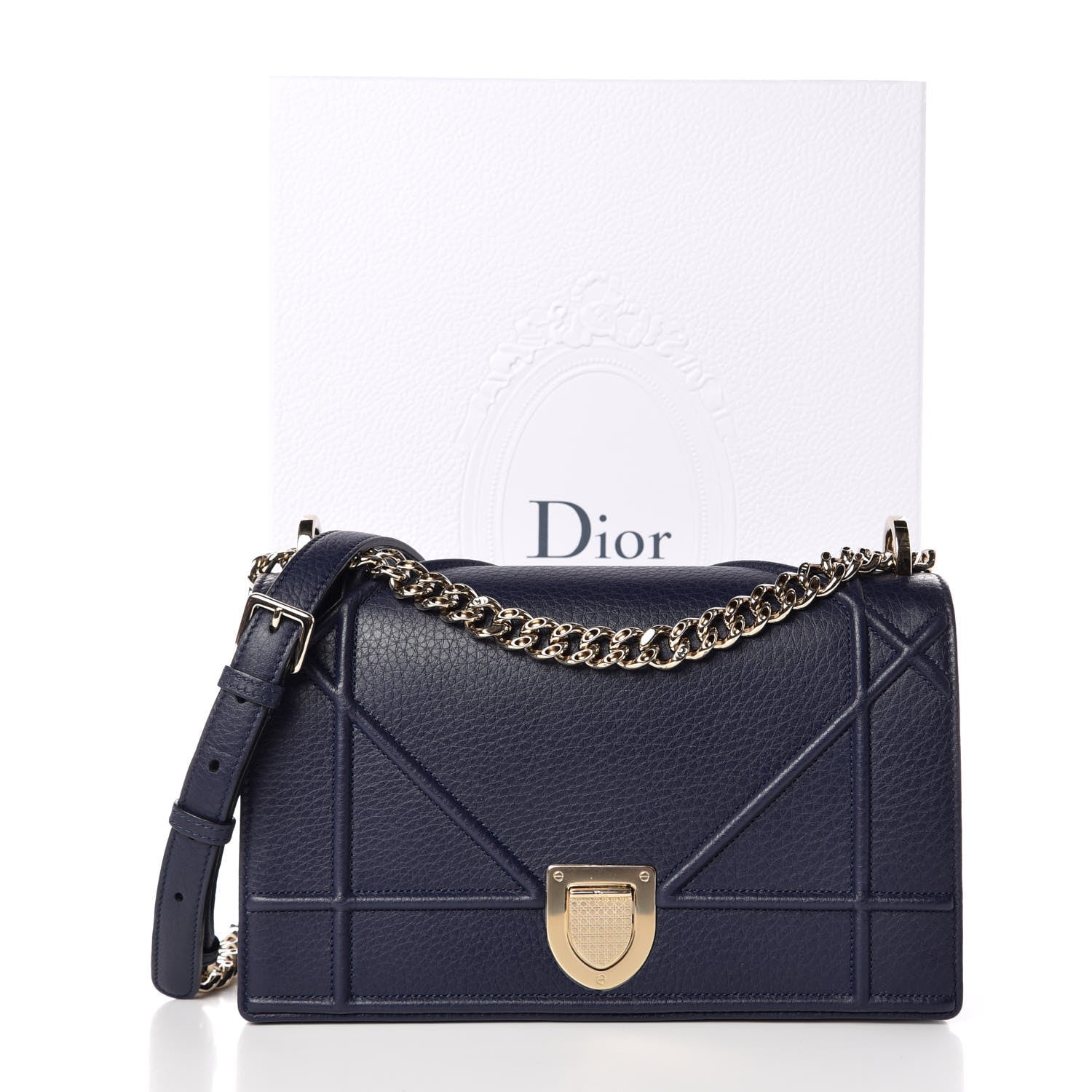 Christian Dior Grained Calfskin Medium Diorama Flap Bag Blue 12 of 12