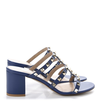 Valentino Garavani Calfskin Rockstud 60mm Caged Slide Sandals 36 Light Ocean 4 of 10