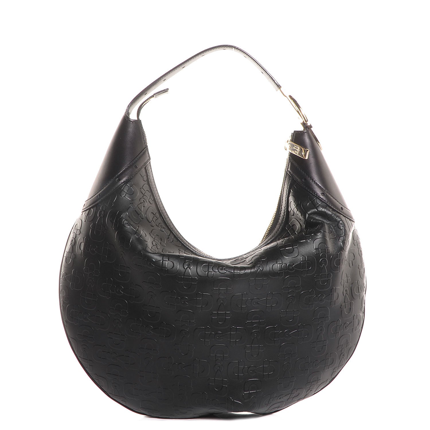 Gucci Leather Horsebit Embossed Glam Hobo Black 1 of 7