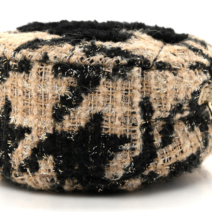 Chanel Tweed Shearling Round Clutch With Chain and Coin Purse Beige Black 11 of 12