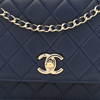 Chanel Lambskin Quilted Trendy CC Wallet On Chain WOC Navy 8 of 12