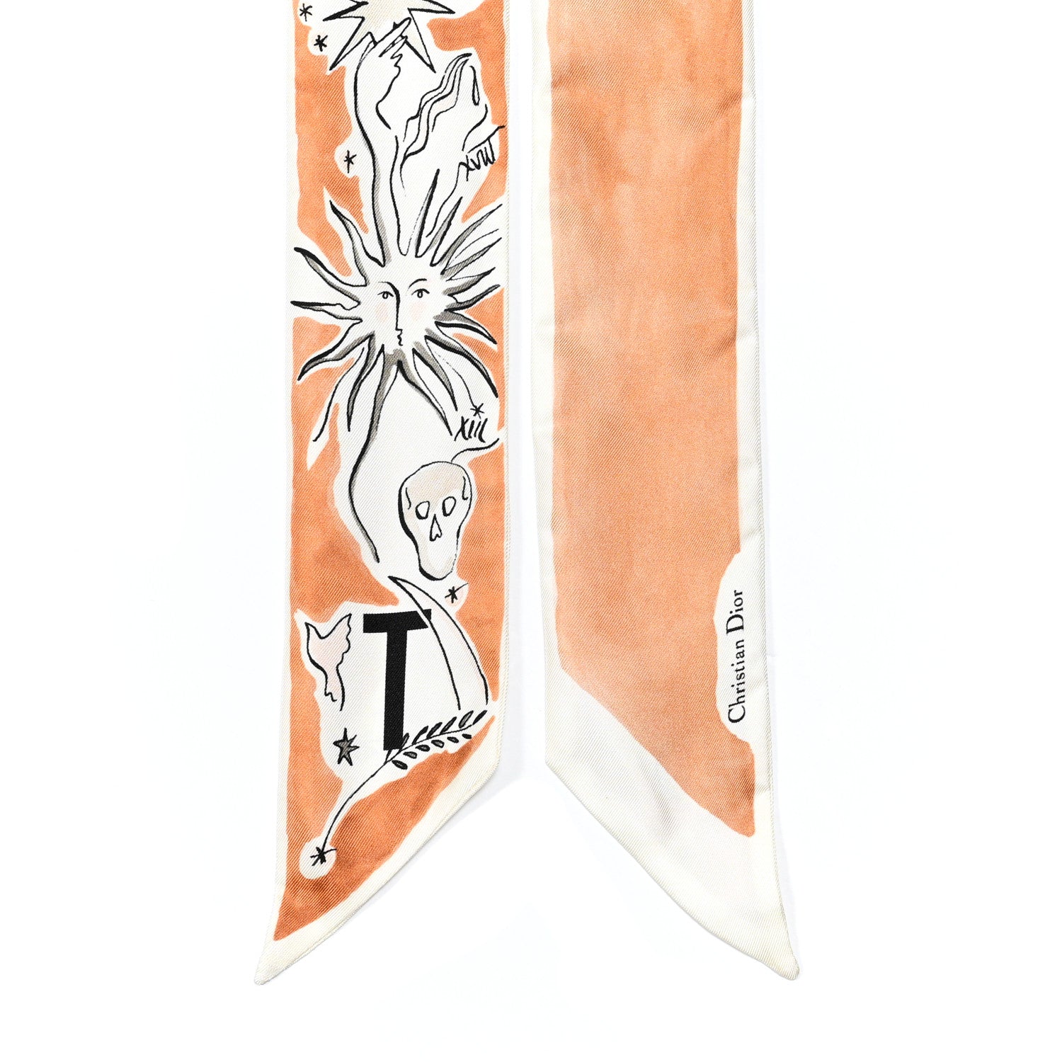 CHRISTIAN DIOR Silk Tarot Mitzah Scarf in the color Ivory by fashionphile