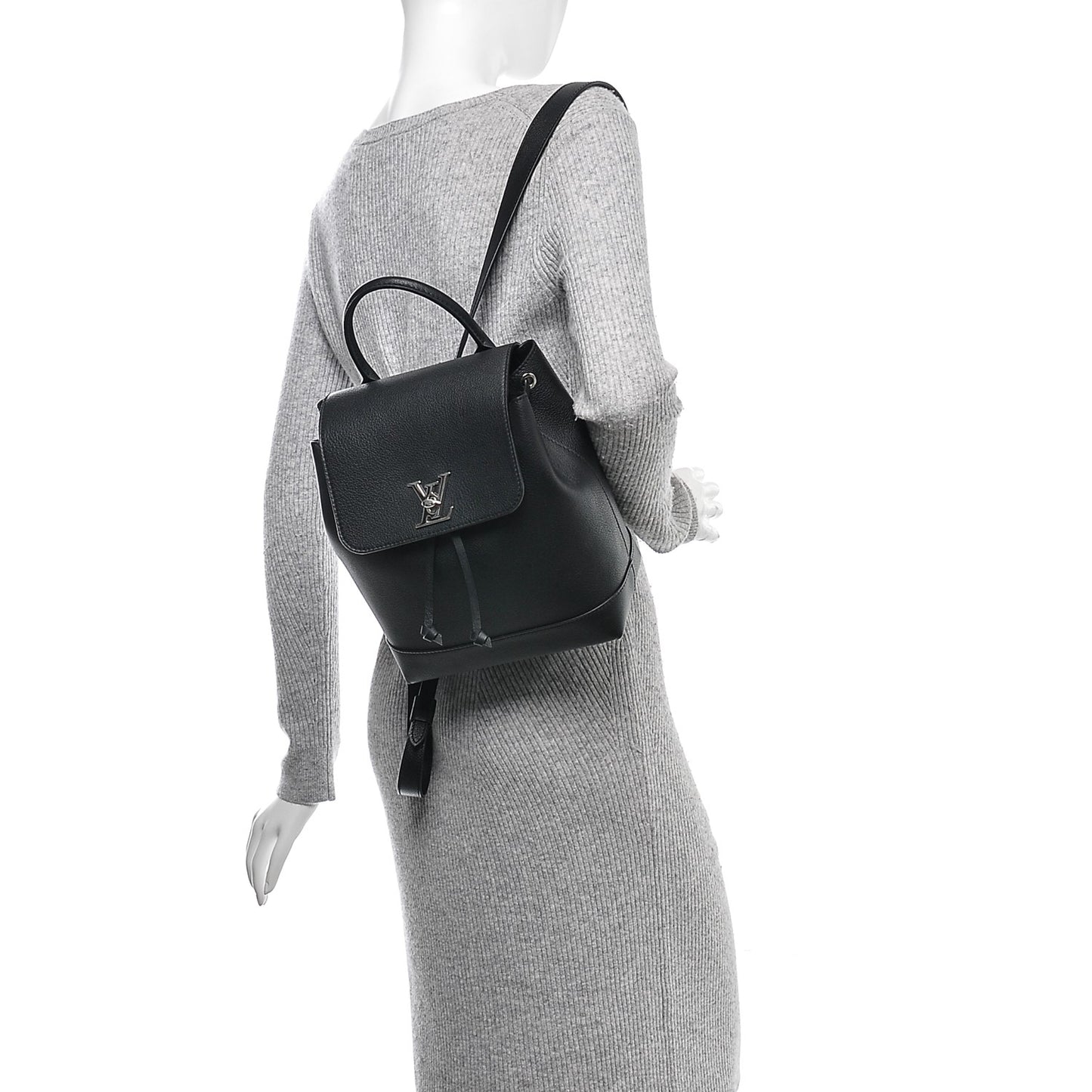 Calfskin Lockme Backpack Black