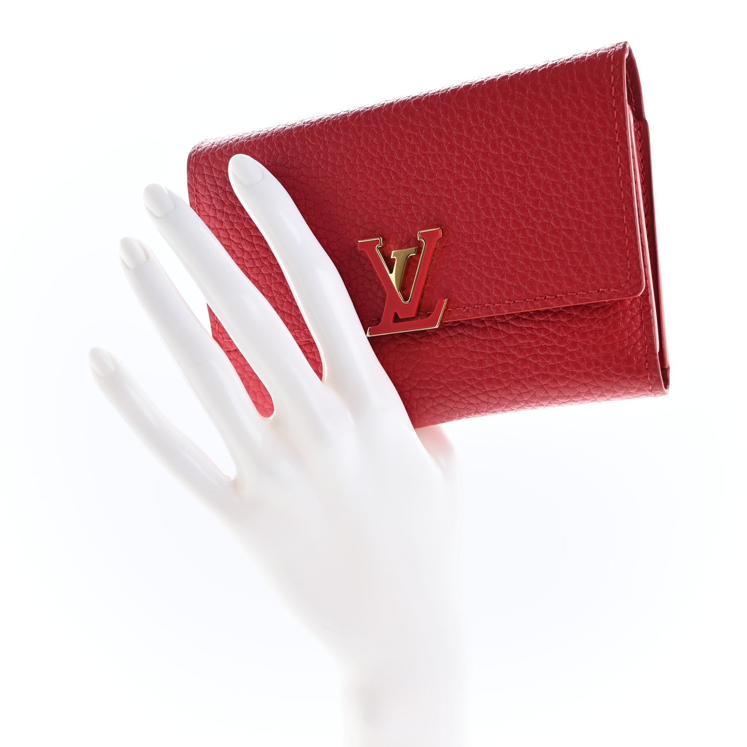 Louis Vuitton Taurillon Capucines Compact Wallet Rubis 2 of 10