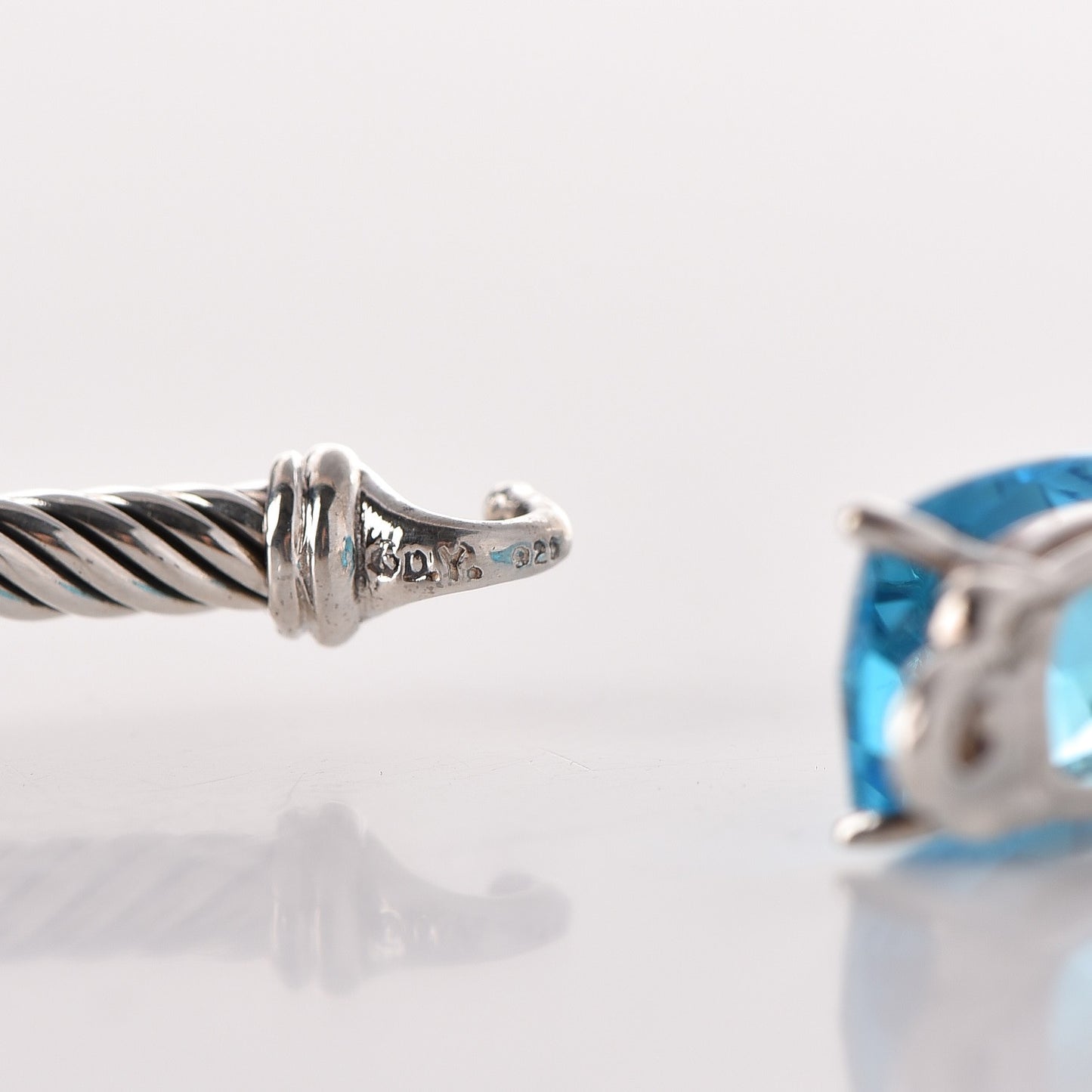 Sterling Silver Diamond Blue Topaz 3mm Petite Wheaton Bracelet