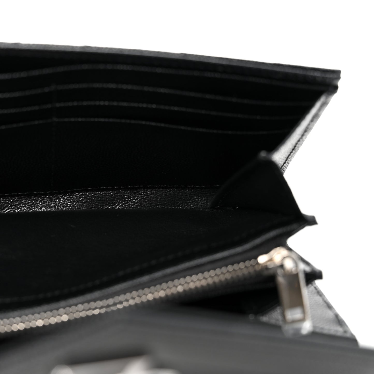 Grain De Poudre Matelasse Chevron Monogram Flap Wallet Black