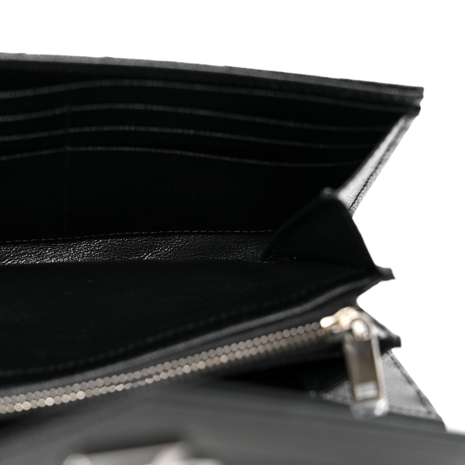 Saint Laurent Grain De Poudre Matelasse Chevron Monogram Flap Wallet Black 5 of 6