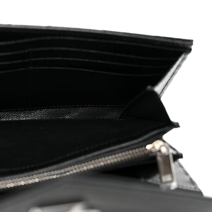 Saint Laurent Grain De Poudre Matelasse Chevron Monogram Flap Wallet Black 5 of 6