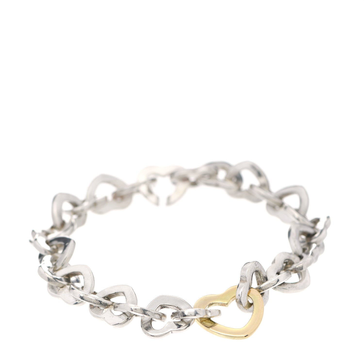 Tiffany Sterling Silver 18K Yellow Gold Heart Links Bracelet 1 of 4