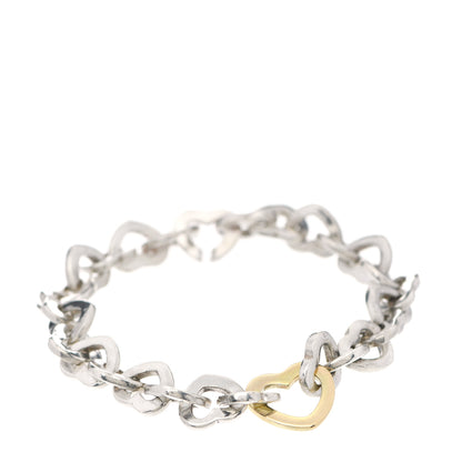 Tiffany Sterling Silver 18K Yellow Gold Heart Links Bracelet 1 of 4