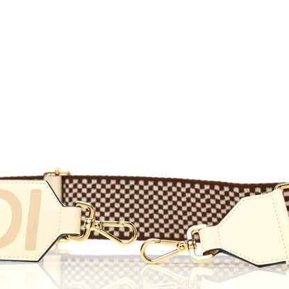Fendi Ribbon Vitello King Logo Embossed Gingham Woven Adjustable Strap You White Ice Ghianda Ice 3 of 5