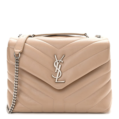 Saint Laurent Calfskin Y Quilted Monogram Small Loulou Chain Satchel Dark Beige 1 of 13