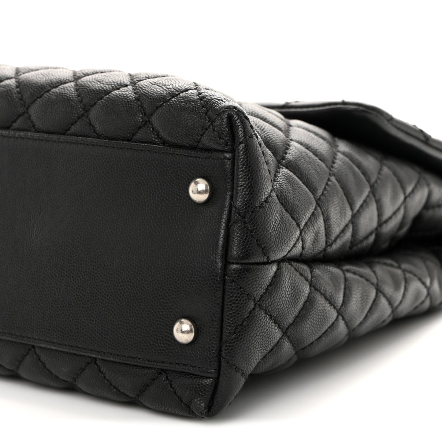 Caviar Lizard Quilted Large Coco Handle Flap Black