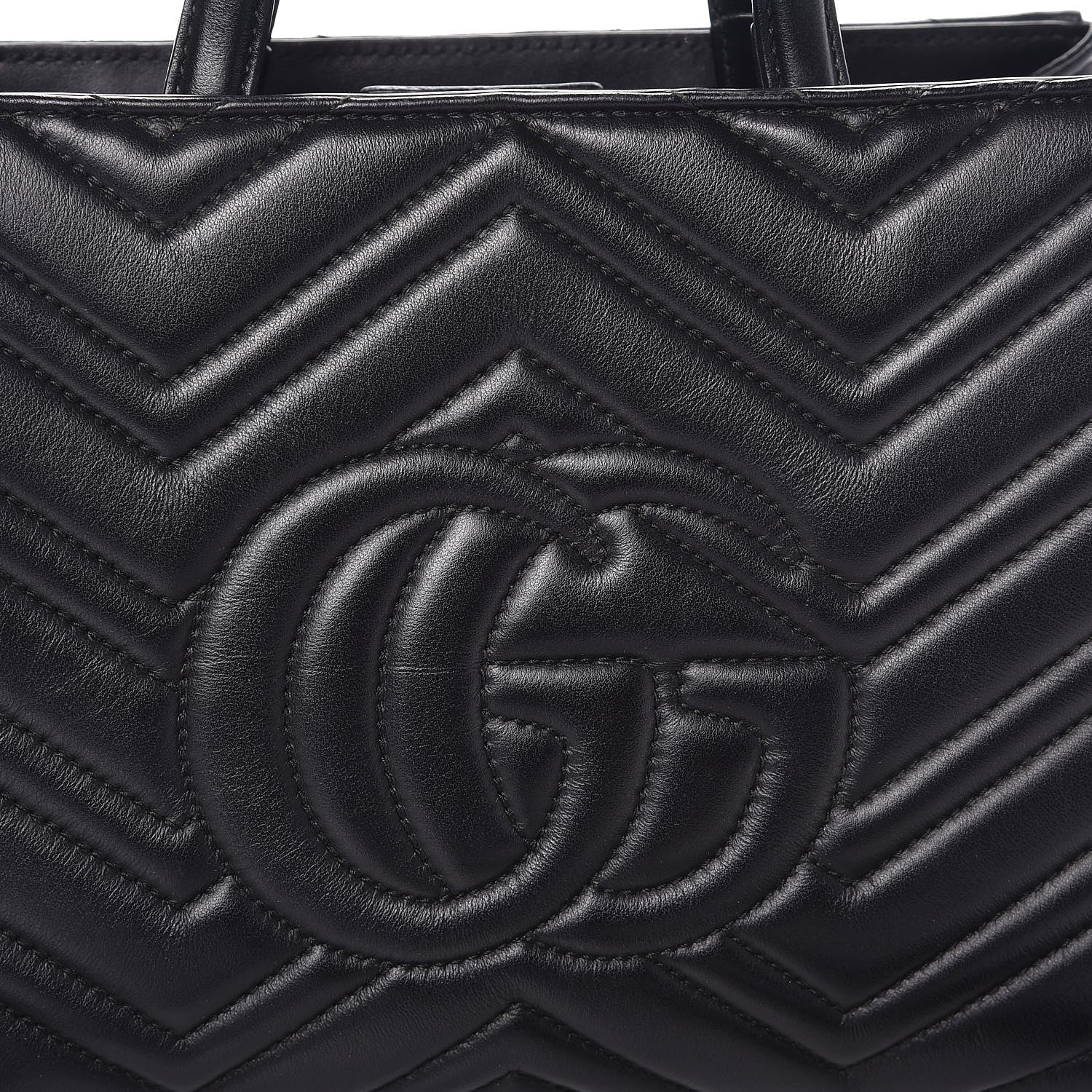 Gucci Calfskin Matelasse Small GG Marmont Tote Black 9 of 13