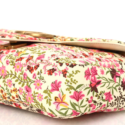 Gucci Cotton Calfskin Matelasse Floral Print Small GG Marmont Shoulder Bag Ivory Pink 10 of 12
