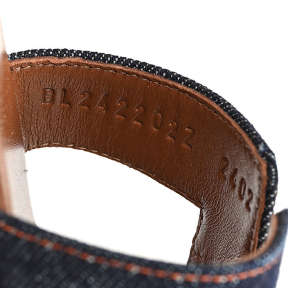 Hermes Denim Canvas Oran Sandals 37.5 Bleu Brut Bleu Clair 7 of 10