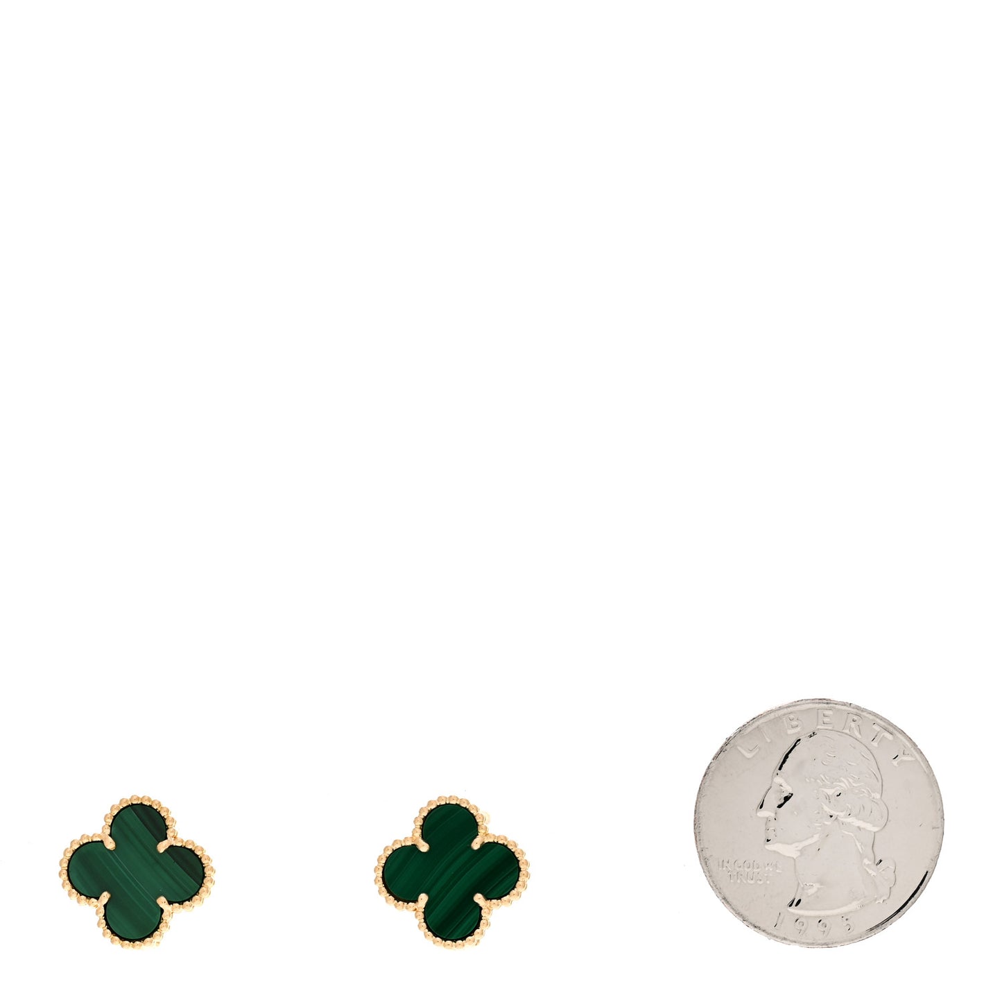 18K Yellow Gold Malachite Vintage Alhambra Earrings