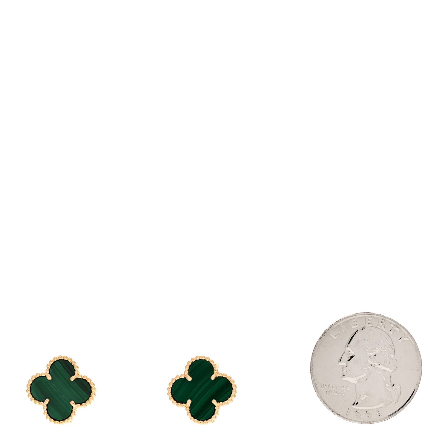 Van Cleef & Arpels 18K Yellow Gold Malachite Vintage Alhambra Earrings 2 of 4