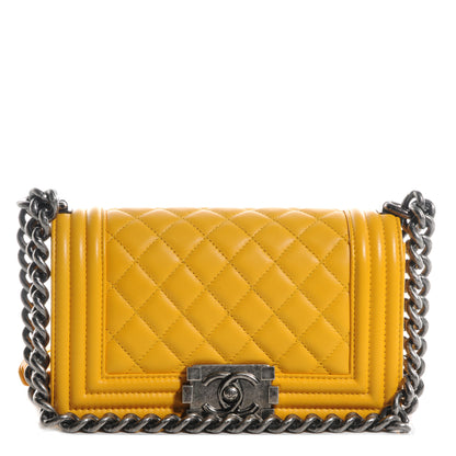 Chanel Lambskin Quilted Small Boy Flap Yellow 1 of 8