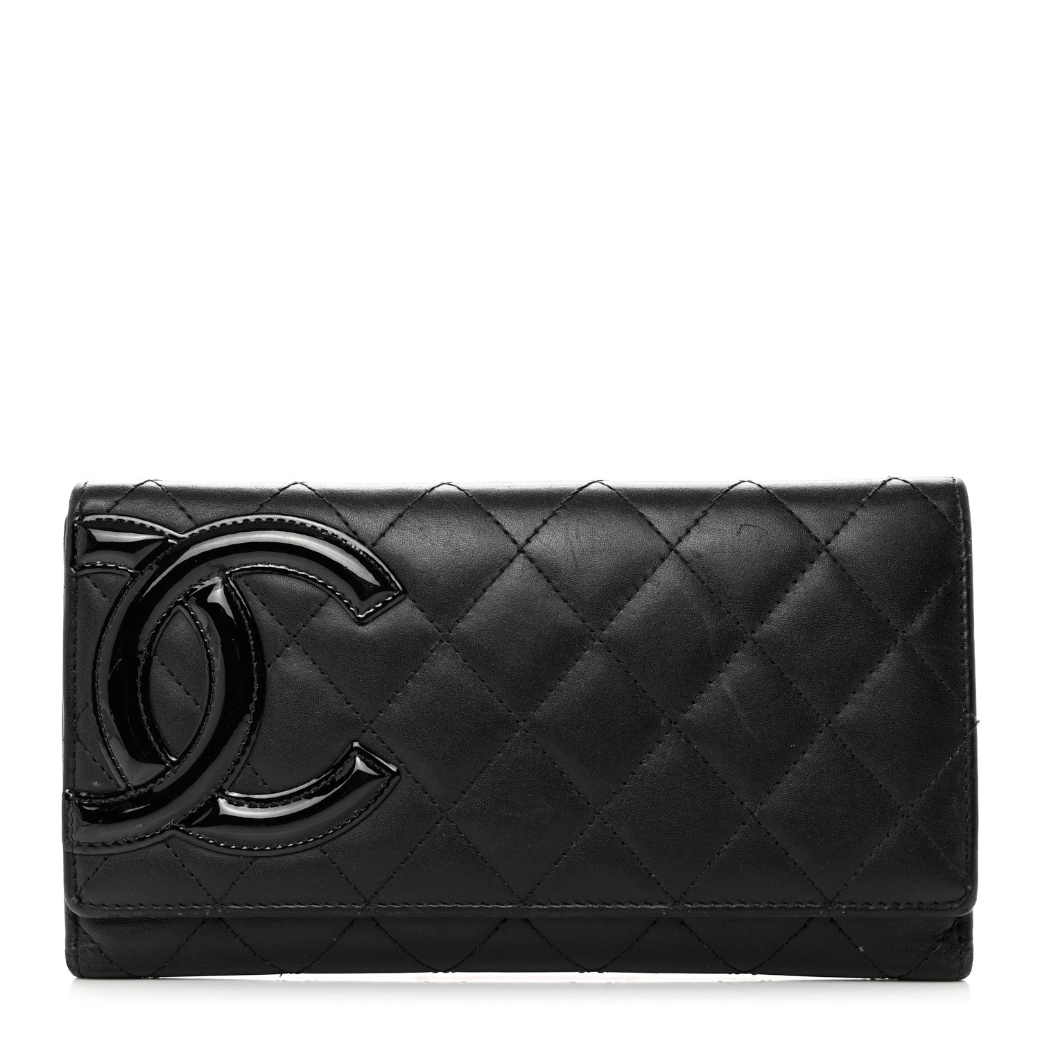 Chanel Calfskin Quilted Cambon Long Double Wallet Black 1 of 10