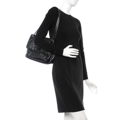 Saint Laurent Crinkled Calfskin Matelasse Monogram Medium Niki Chain Satchel Black 2 of 9