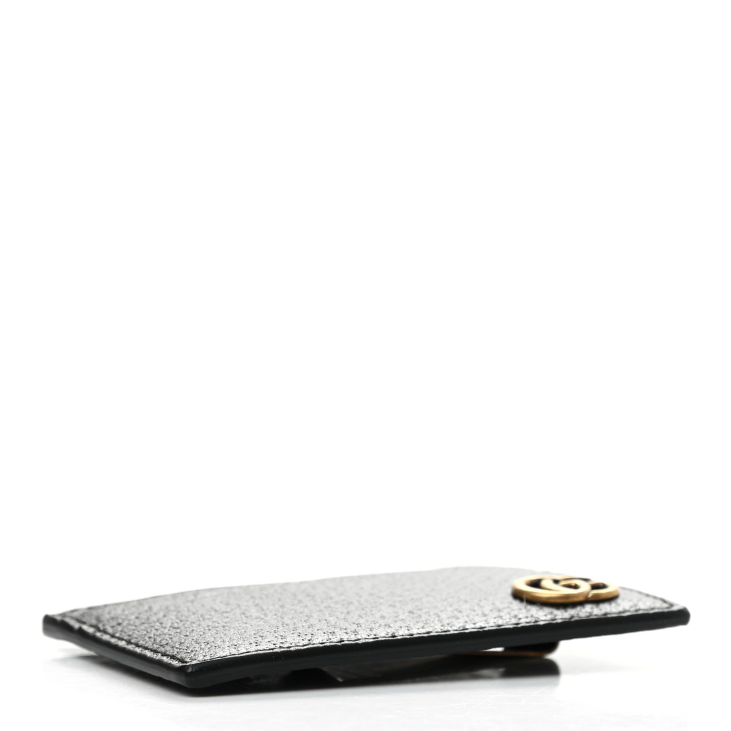 Calfskin Boar Effect GG Marmont Card Holder Money Clip Black