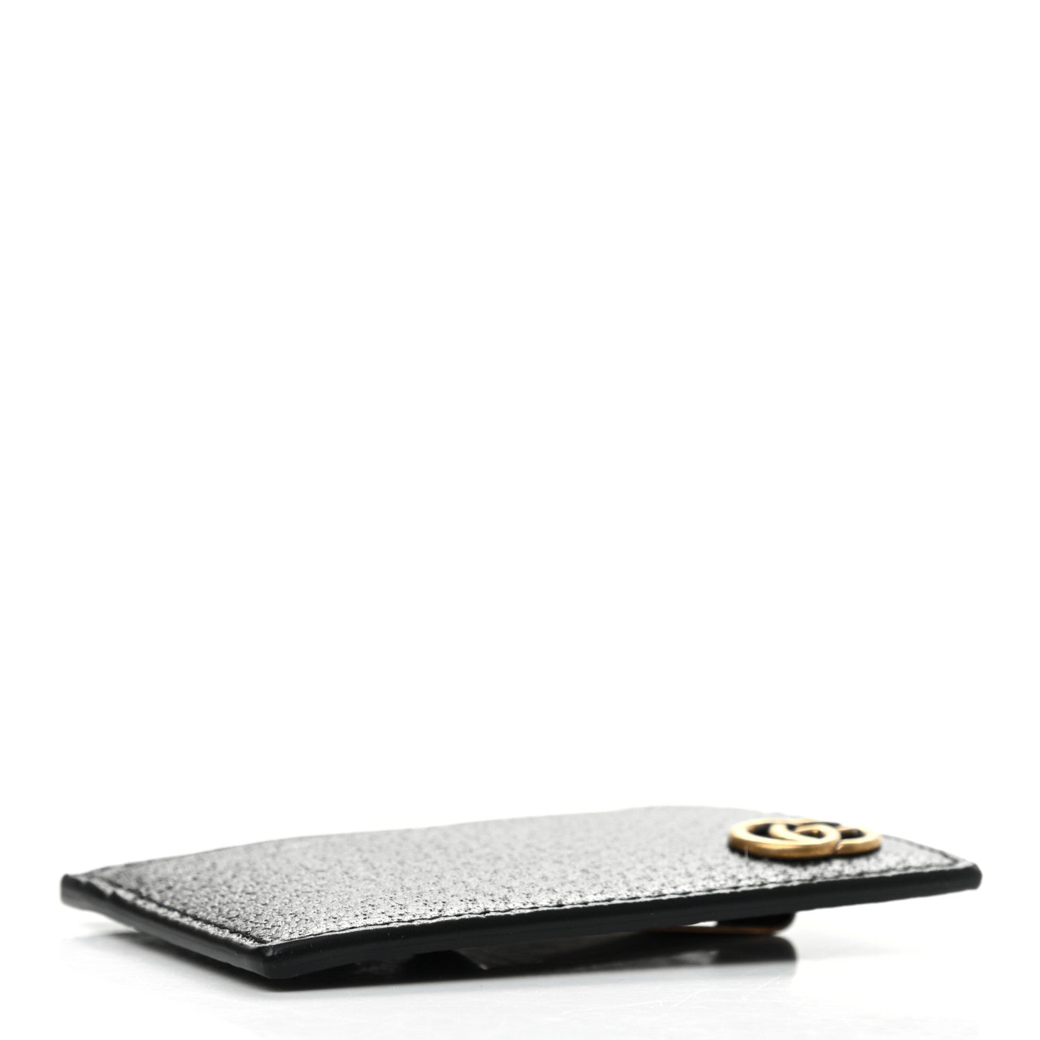 Gucci Calfskin Boar Effect GG Marmont Card Holder Money Clip Black 4 of 7
