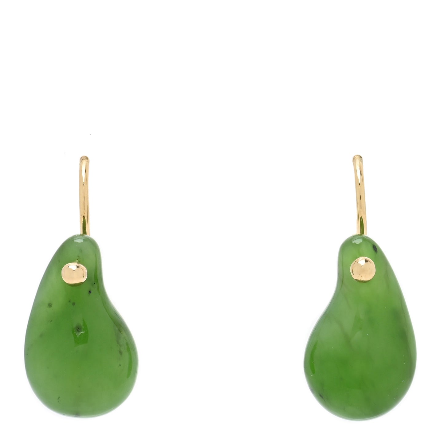 18K Yellow Gold Green Jade Elsa Peretti Teardrop Earrings