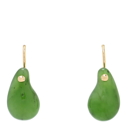 Tiffany 18K Yellow Gold Green Jade Elsa Peretti Teardrop Earrings 1 of 4