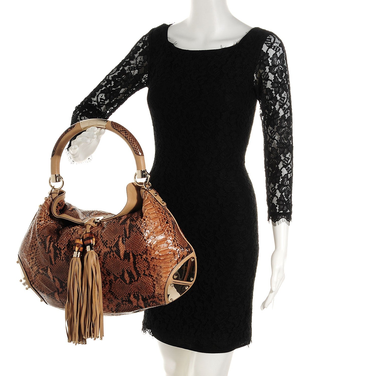 Gucci Python Large Indy Top Handle Hobo 2 of 9