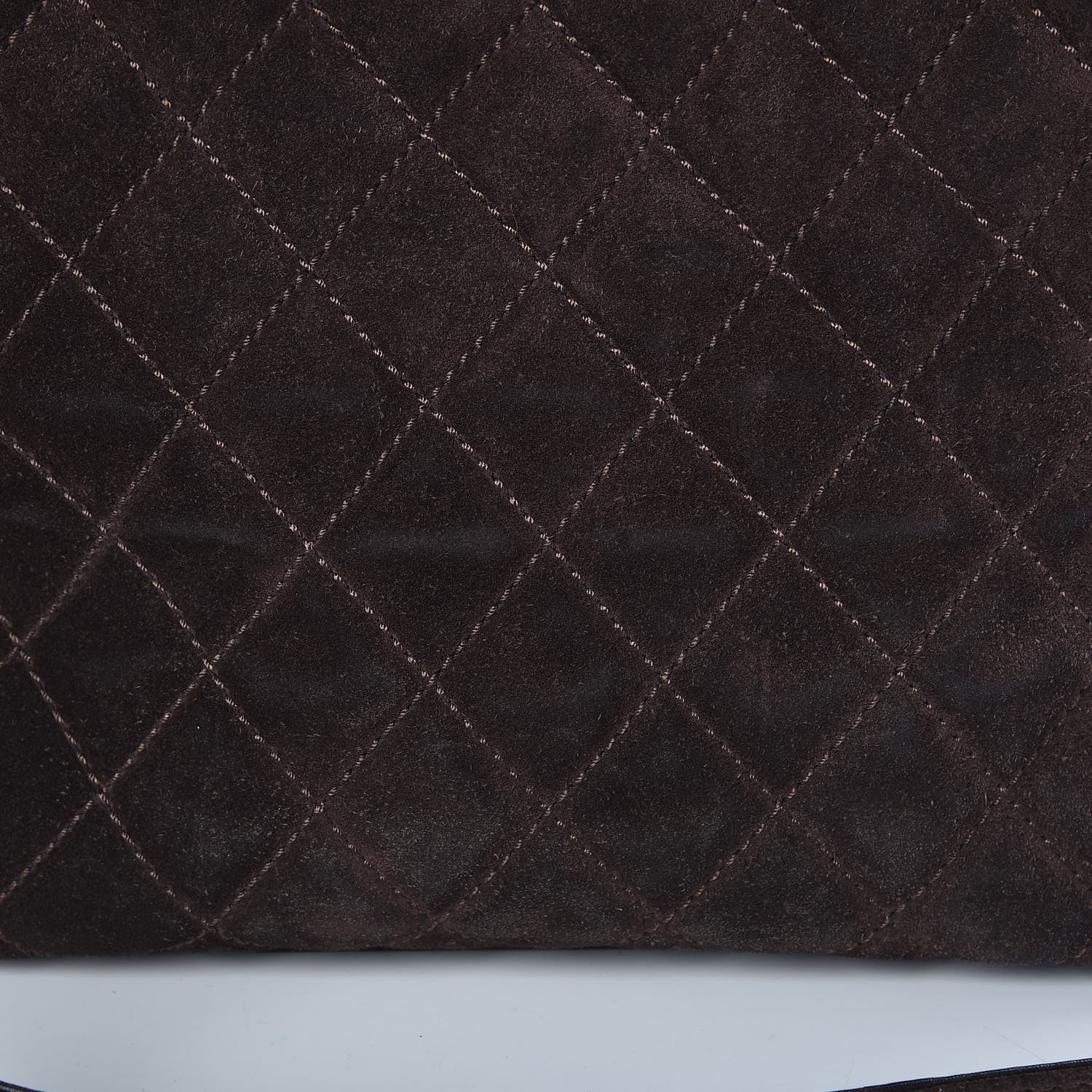 Chanel Suede Quilted Shopping Tote Brown 9 of 15