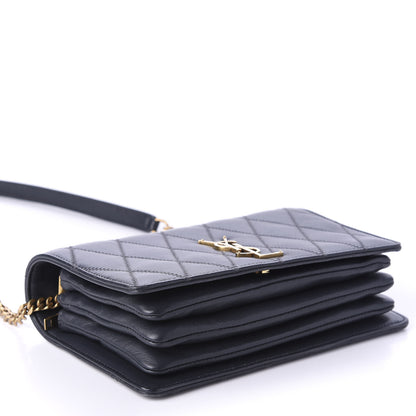Saint Laurent Lambskin Diamond Quilted Monogram Angie Chain Bag Dark Smog 4 of 11