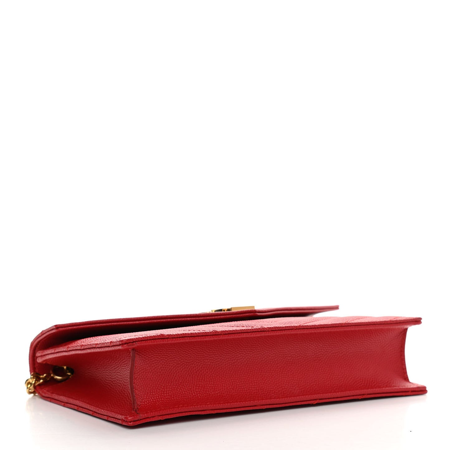 Grain De Poudre Matelasse Chevron Monogram Envelope Chain Wallet New Red