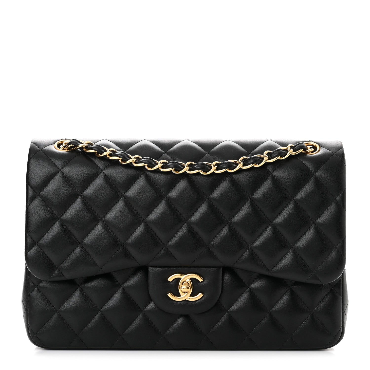 Chanel Lambskin Quilted Jumbo Double Flap Black 1 of 10