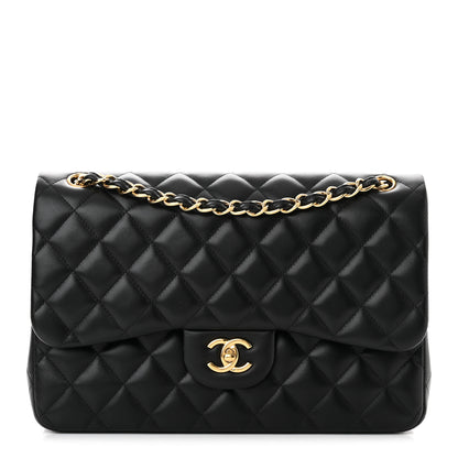 Chanel Lambskin Quilted Jumbo Double Flap Black 1 of 10