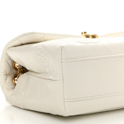 Chanel Crumbled Calfskin Embossed Flap White 17 of 21