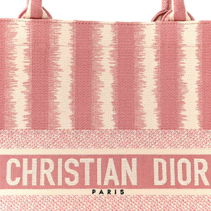 Christian Dior CHRISTIAN DIOR Canvas Embroidered Large Striped Book Tote Pink 8 of 15